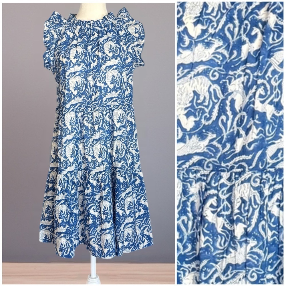 The Fox and the Mermaid Blue Calla Ruffle Dress Size M - Picture 4 of 13